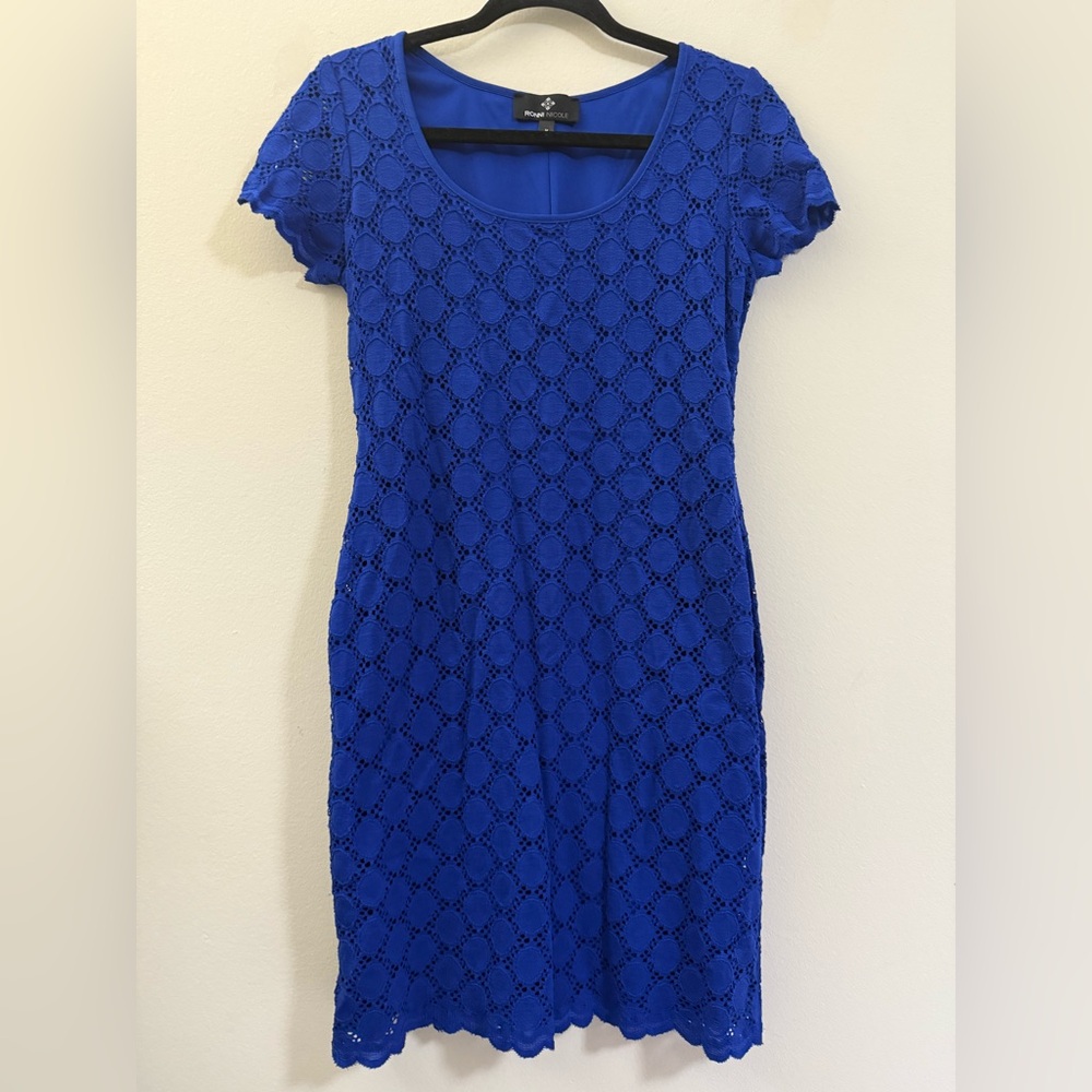 Ronni Nicole Modern‎ Lace Sheath Dress in Cobalt Blue - M